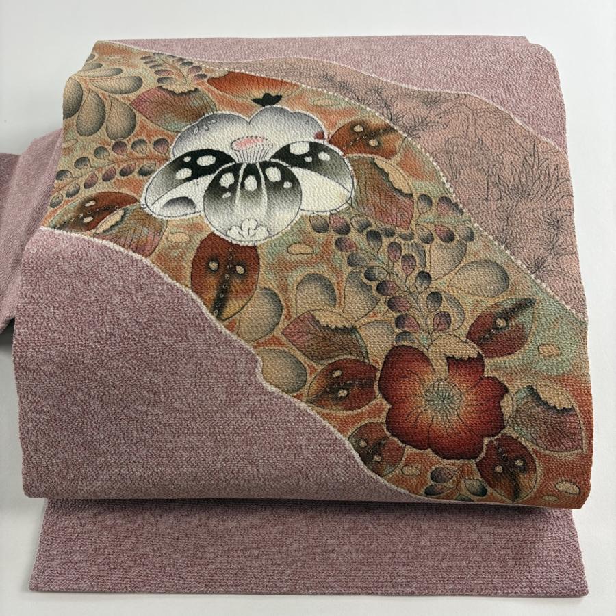 名古屋帯 逸品 落款あり 水野保 辻が花 ピンク 正絹 中古 : リユース