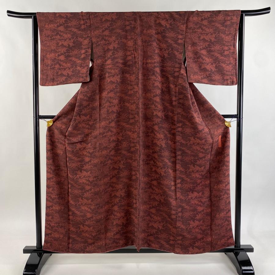 美品 江戸小紋 身丈158cm 裄丈64cm M 袷 六谷紀久男 落款あり 万寿菊