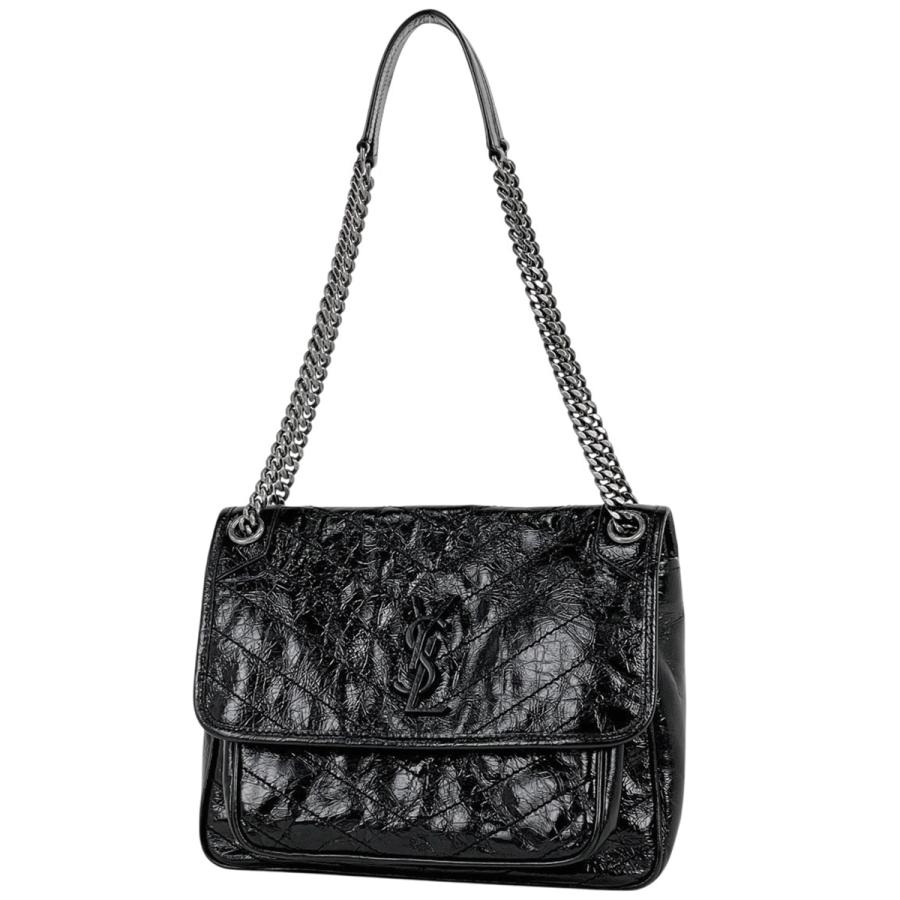 SAINT LAURENT PARIS(サンローランパリ) ニキ ミディアム チェーンショルダーバッグ 2WAY 斜め掛け 肩掛け YSLロゴ レザー カーキ メタルシルバー金具 498894 レディース 40802102032【中古】【アラモード】 SAINT LAURENT - SAINT LAURENT PARIS(サンローランパリ) ニキ