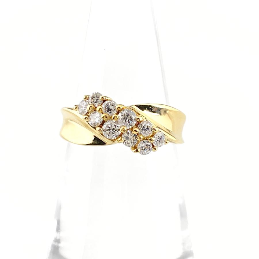 メレダイヤ デザインリング YG イエローゴールド 指輪 リング 11号 K18