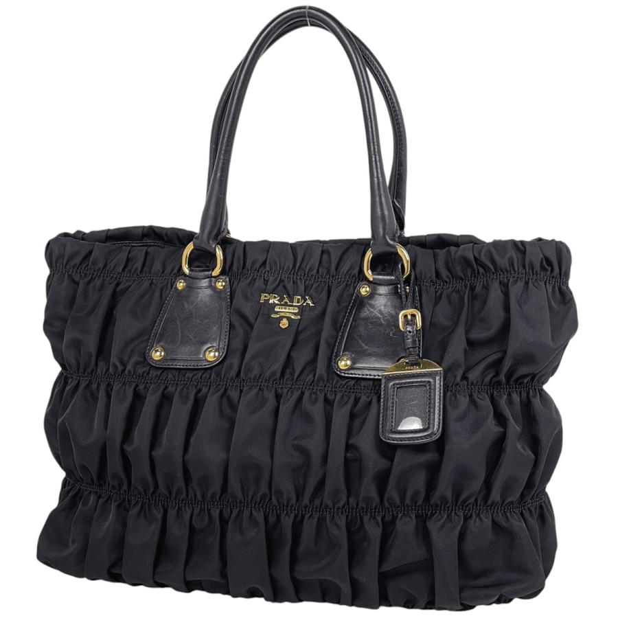 PRADA（プラダ） ロゴ トートバッグ ハンドバッグ ギャザー トート