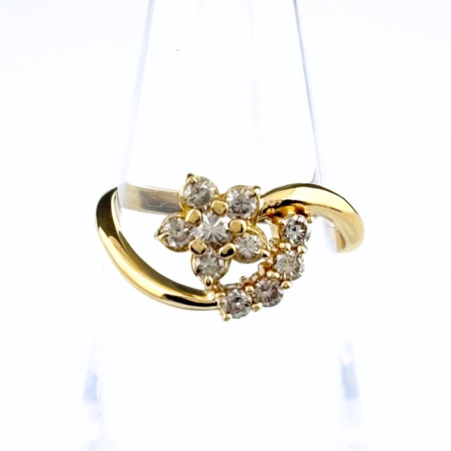 メレダイヤ デザインリング YG イエローゴールド 指輪 リング 12号 K18