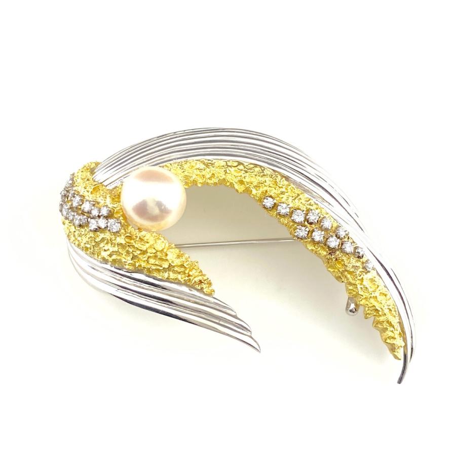 MIKIMOTO（ミキモト） パール デザインブローチ YG イエローゴールド