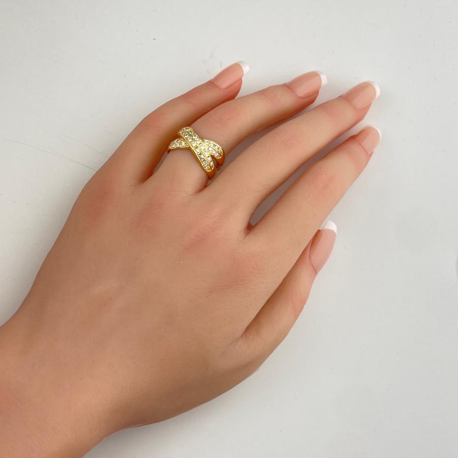 18Kリング 0.50ctメレダイヤ メレダイヤ デザインリング YG イエローゴールド 指輪 リング 13.5号