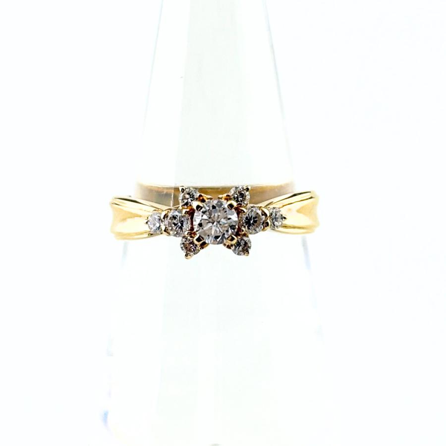 メレダイヤ デザインリング YG イエローゴールド 指輪 リング 11号 K18