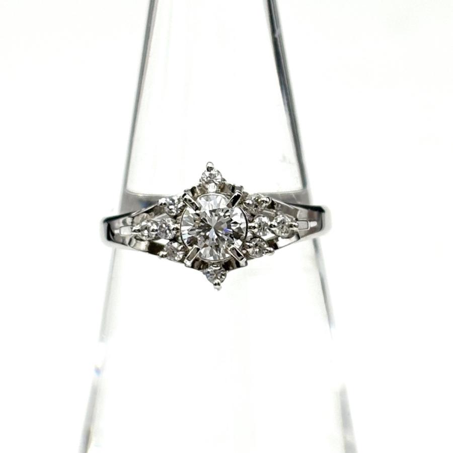 プラチナ✳︎メレダイヤリング✴︎15石✴︎美品 ダイヤモンド デザインリング プラチナ 指輪 メレダイヤ リング 10.5号