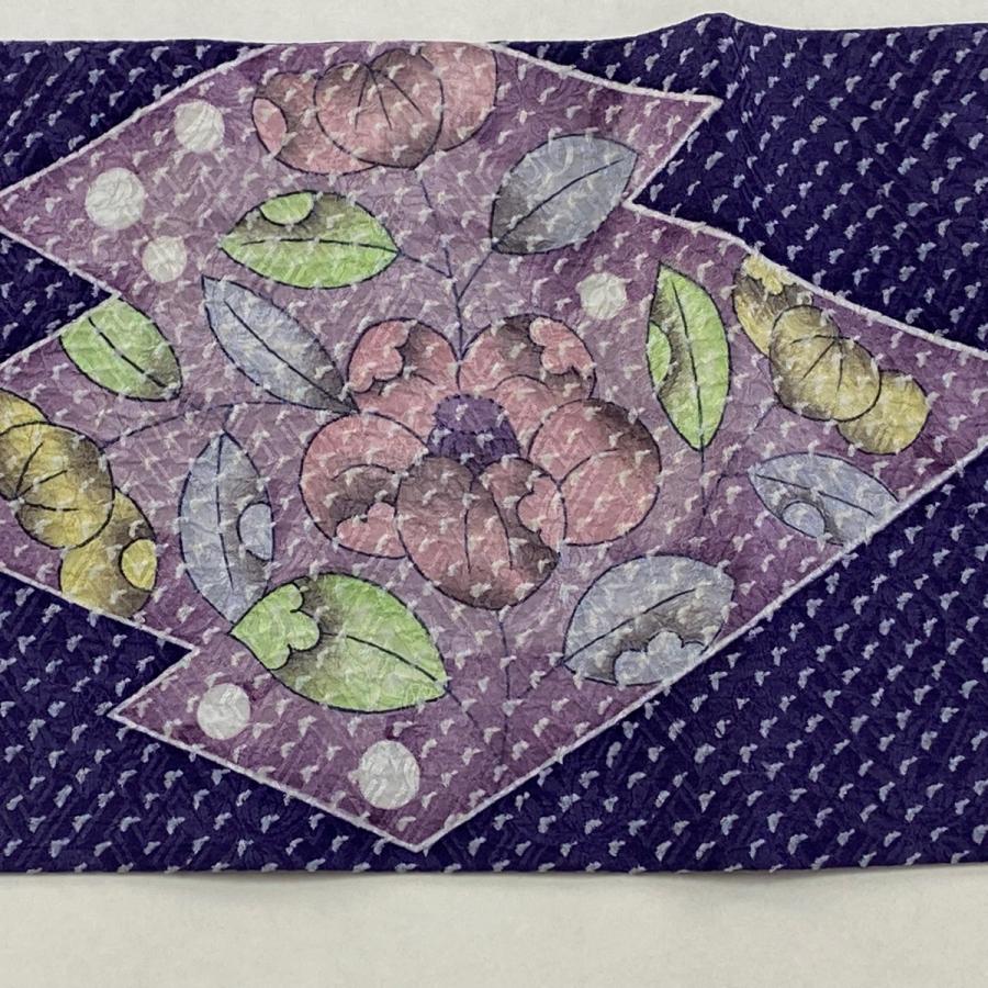 名古屋帯 秀品 椿 菱 濃紫 正絹 中古 : リユースセレクトショップ