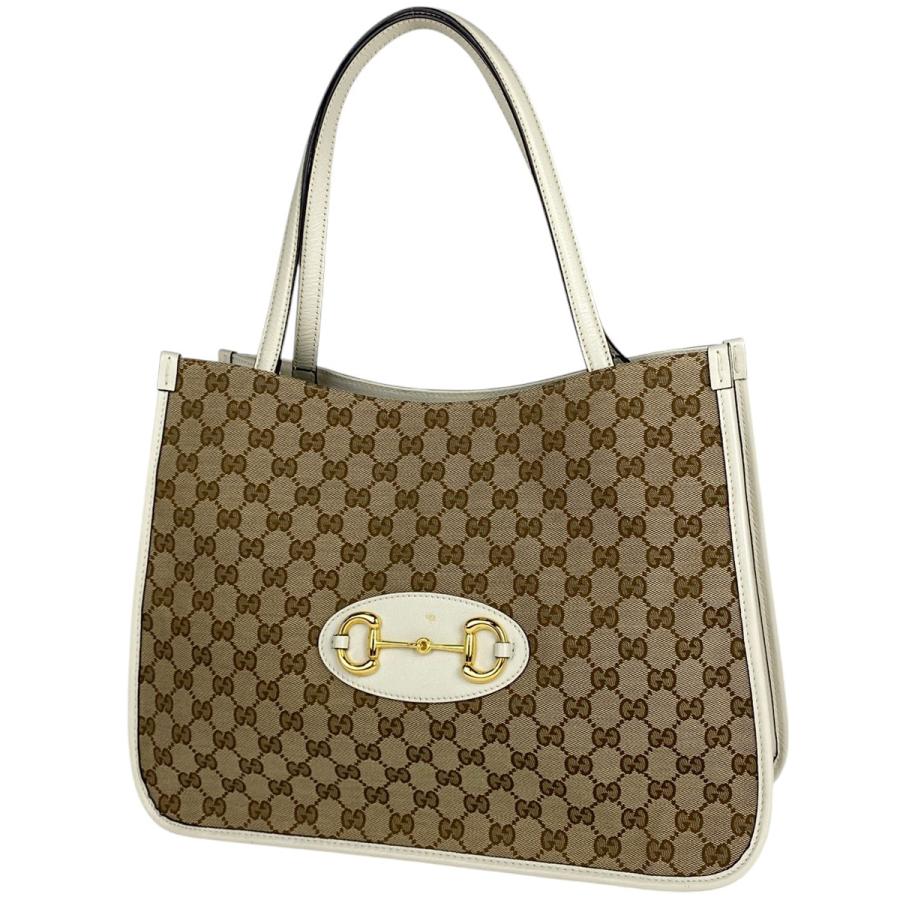 グッチ GGキャンバス ホースビット トートバッグ ショルダーバッグ 623694 ベージュ ホワイト キャンバス レザー GUCCI 【中古】 GUCCI（グッチ） ホースビット トートバッグ ショルダーバッグ トート