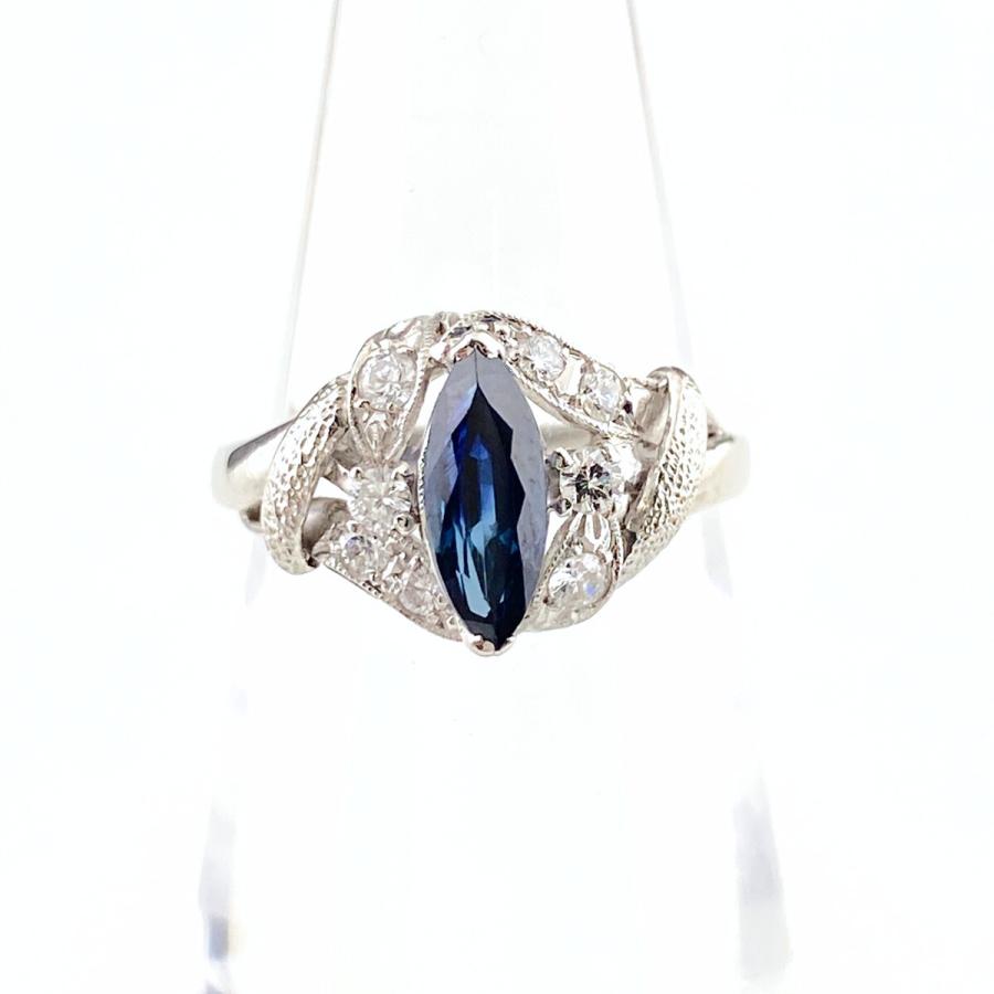 サファイア デザインリング プラチナ 指輪 ダイヤモンド リング Pt850 サファイア デザインリング プラチナ メレダイヤ 指輪 リング 8号
