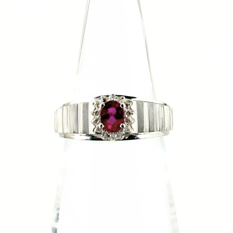 愛　極美品 リング・指輪 Pt900 ルビー 12.5号 メレダイヤ Pt900 ルビーダイヤモンドリング