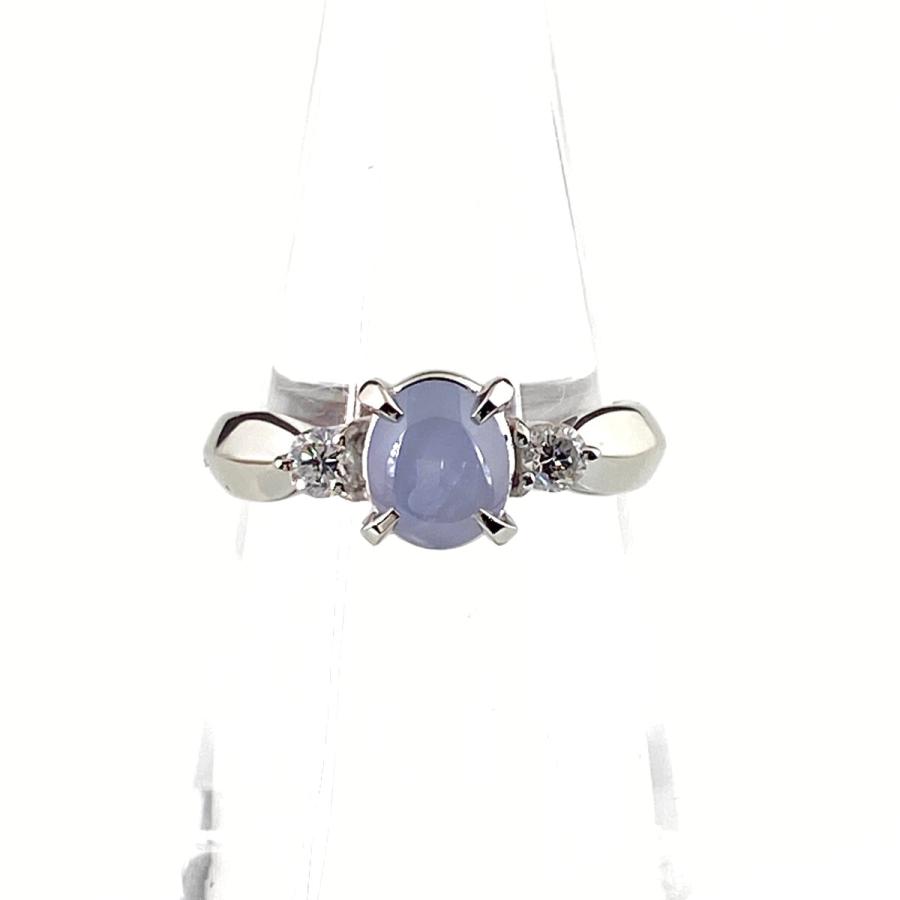 スターサファイア デザインリング プラチナ 指輪 メレダイヤ リング