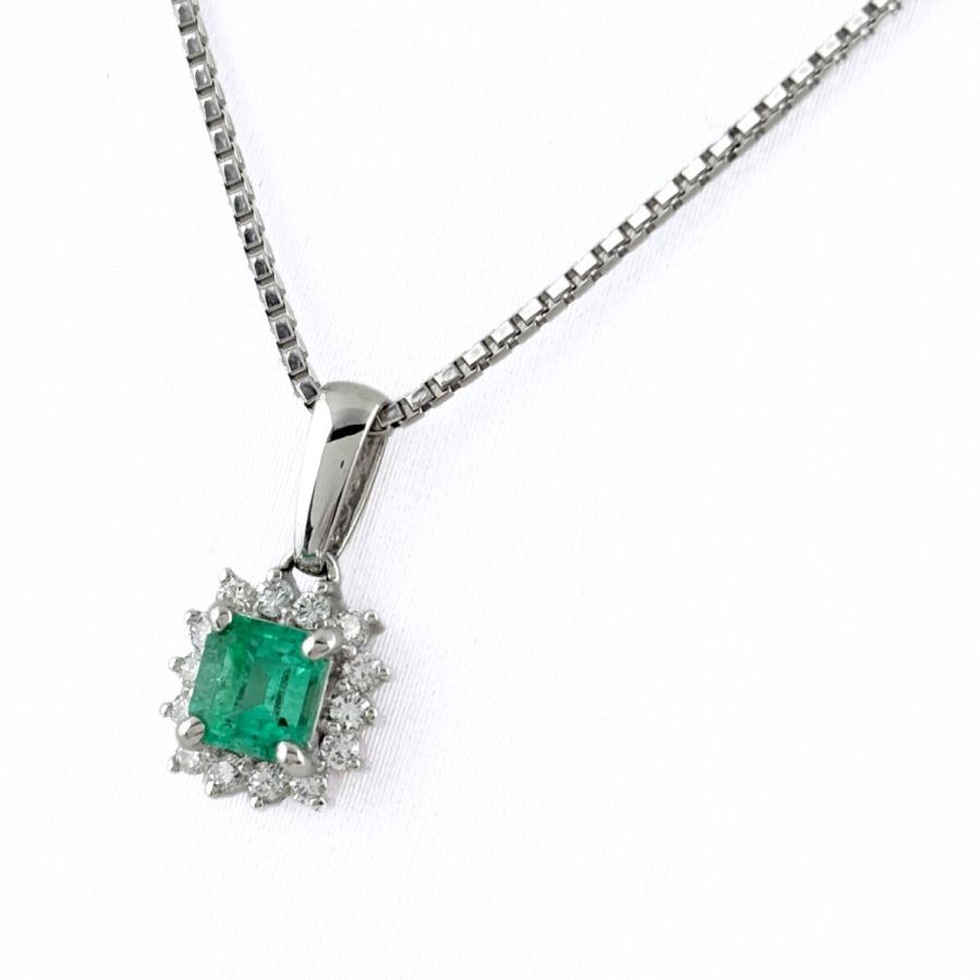 タサキ TASAKI エメラルド デザインネックレス プラチナ メレダイヤ