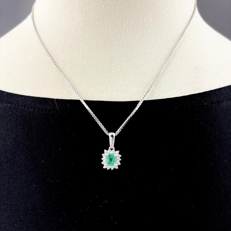 タサキ TASAKI エメラルド デザインネックレス プラチナ メレダイヤ
