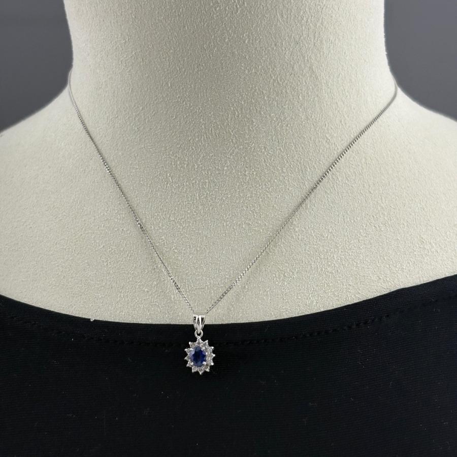 プラチナ サファイア＆ダイヤペンダントネックレス【サファイア0.48ct 