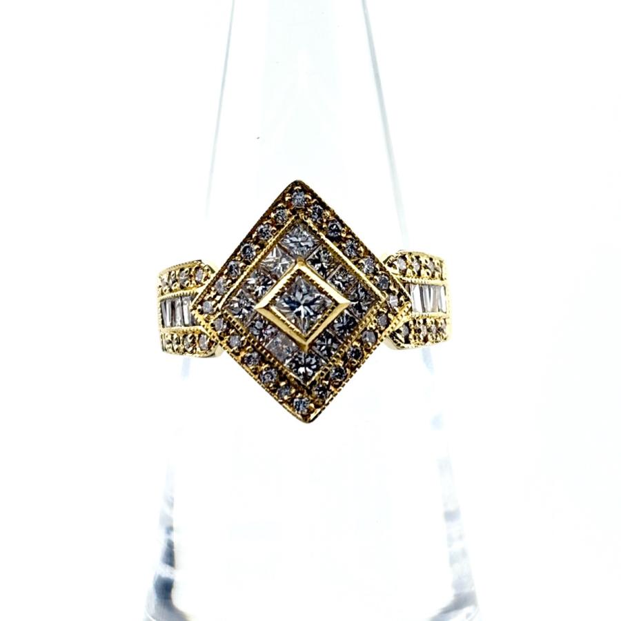 メレダイヤ デザインリング YG イエローゴールド 指輪 リング 11号 K18