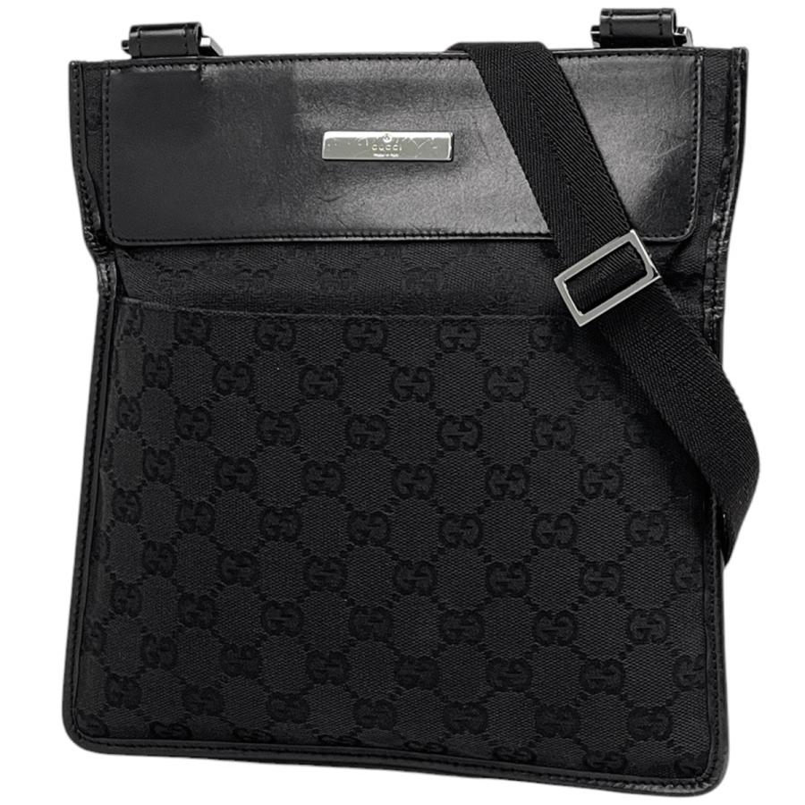 グッチ ショルダーバッグ GGキャンバス GG柄 ブラックレザー 黒色 GUCCI（グッチ） ショルダーバッグ GGキャンバス/レザー ブラック