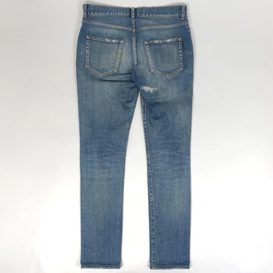 SAINT LAURENT サンローラン ロゴボタン デニムパンツ ダメージ