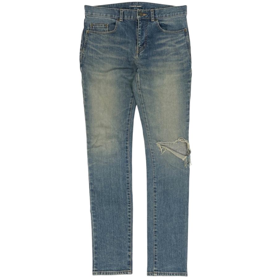 SAINT LAURENT サンローラン ロゴボタン デニムパンツ クラッシュ