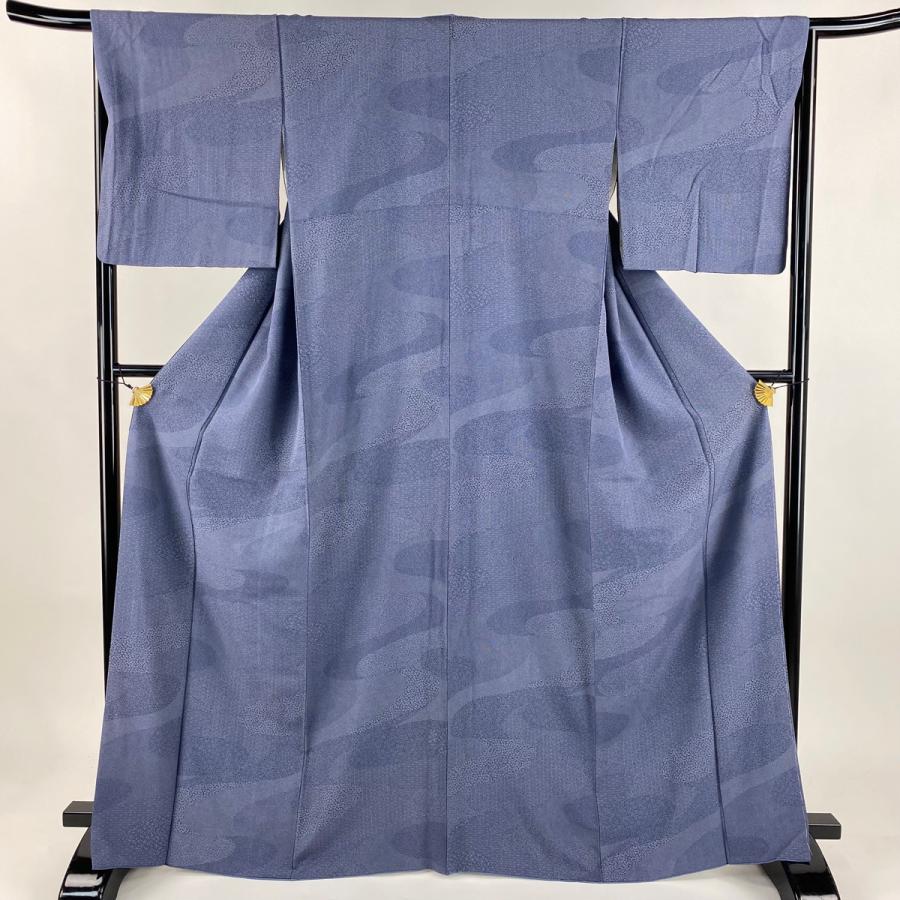 江戸小紋 身丈156.5cm 裄丈66cm M 袷 亀甲 霞 紺色 正絹 名品 中古