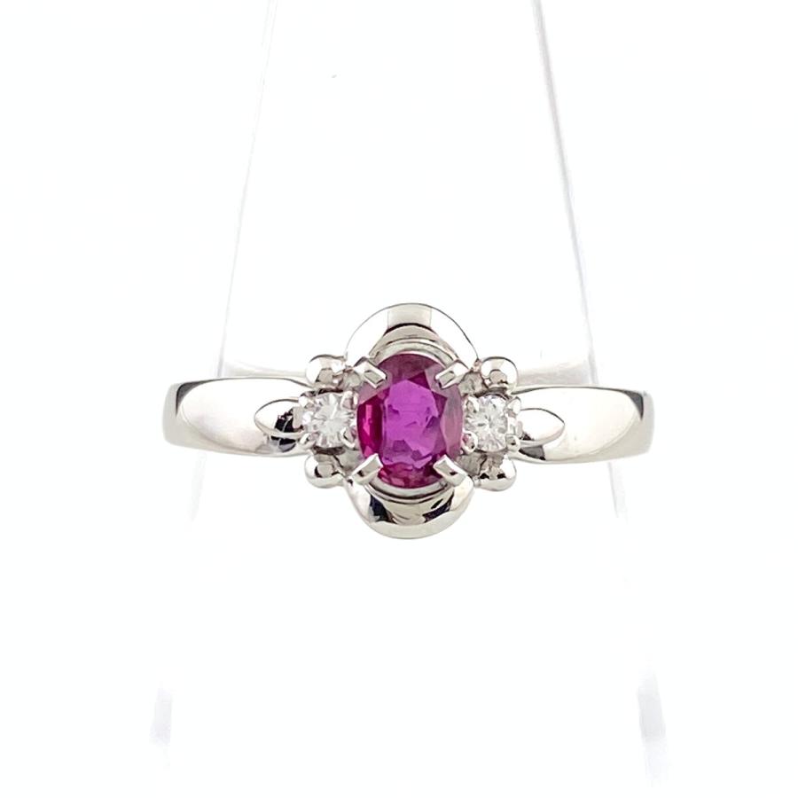 ルビー デザインリング プラチナ 指輪 メレダイヤ リング 12号 Pt900