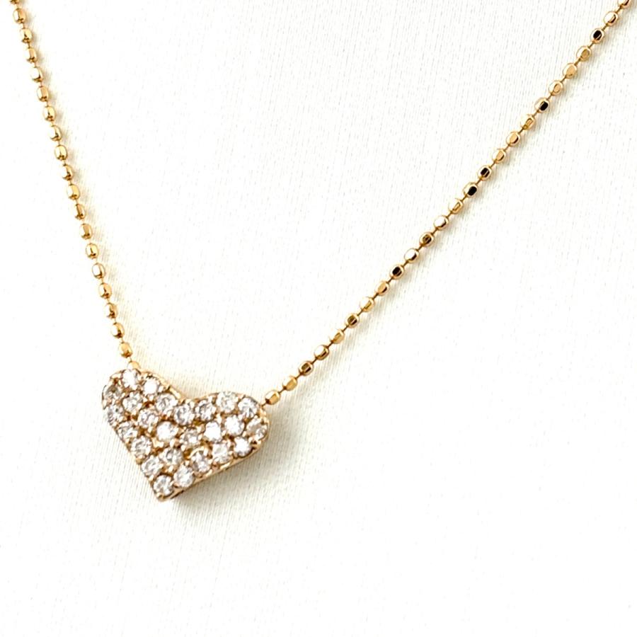 【K18　メレダイヤ付きハート型ネックレス☆】 ハートモチーフ デザインネックレス PG ピンクゴールド ペンダント