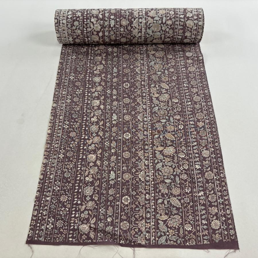 反物 秀品 小紋 草花 幾何学模様 灰紫 正絹 中古 : リユースセレクト