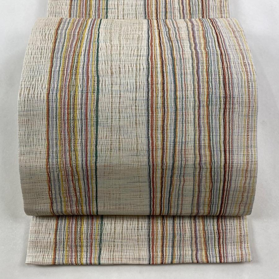 美品 袋帯 逸品 証紙あり 本場筑前博多織 小森草木染工房 縞模様