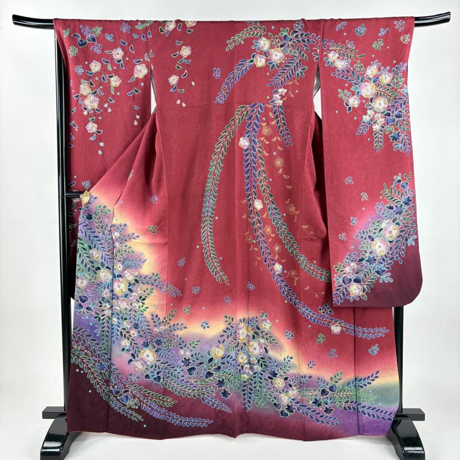 振袖フルセット 身丈165.5裄68.5 豪華振袖 金彩 熨斗花蝶文 逸品 名品 美品 振袖 身丈165.5cm 裄丈68cm L 袷 やまと 辻が花柄 金彩 ぼかし