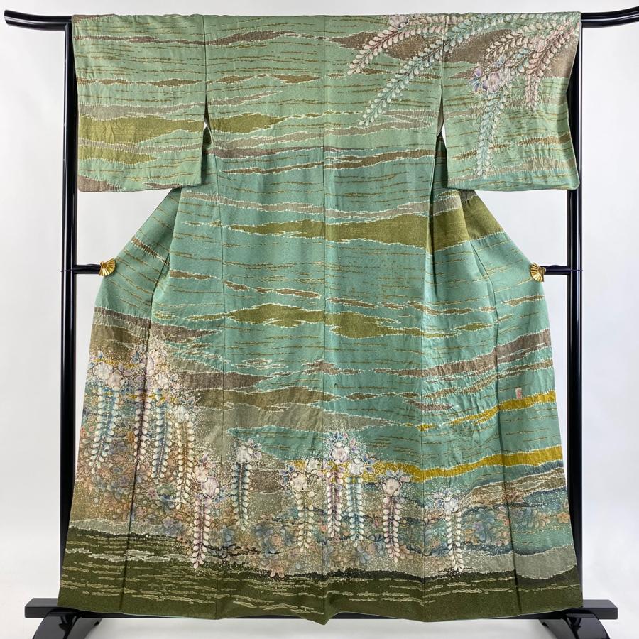 訪問着 身丈159cm 裄丈65.5cm M 袷 翠山工房 落款あり 辻が花 霞 金