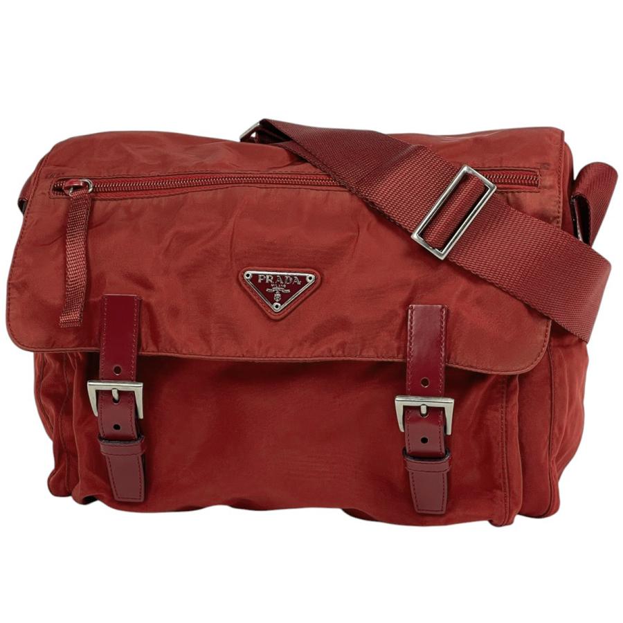 プラダ テスートナイロン レザー メッセンジャー ショルダーバッグ B6671 PRADA（プラダ） ロゴプレート ショルダーバッグ メッセンジャーバッグ