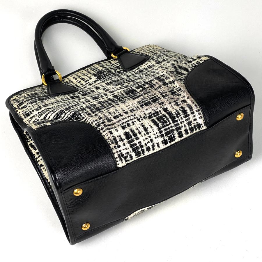 PRADA（プラダ） ロゴ ハンドバッグ ツイード トートバッグ 