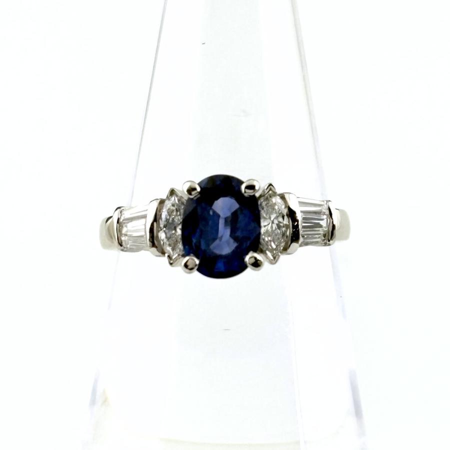 サファイア ダイヤモンド Pt900 メレ ダイヤ リング 指輪 天然 プラチナ サファイア デザインリング プラチナ 指輪 メレダイヤ リング 14号