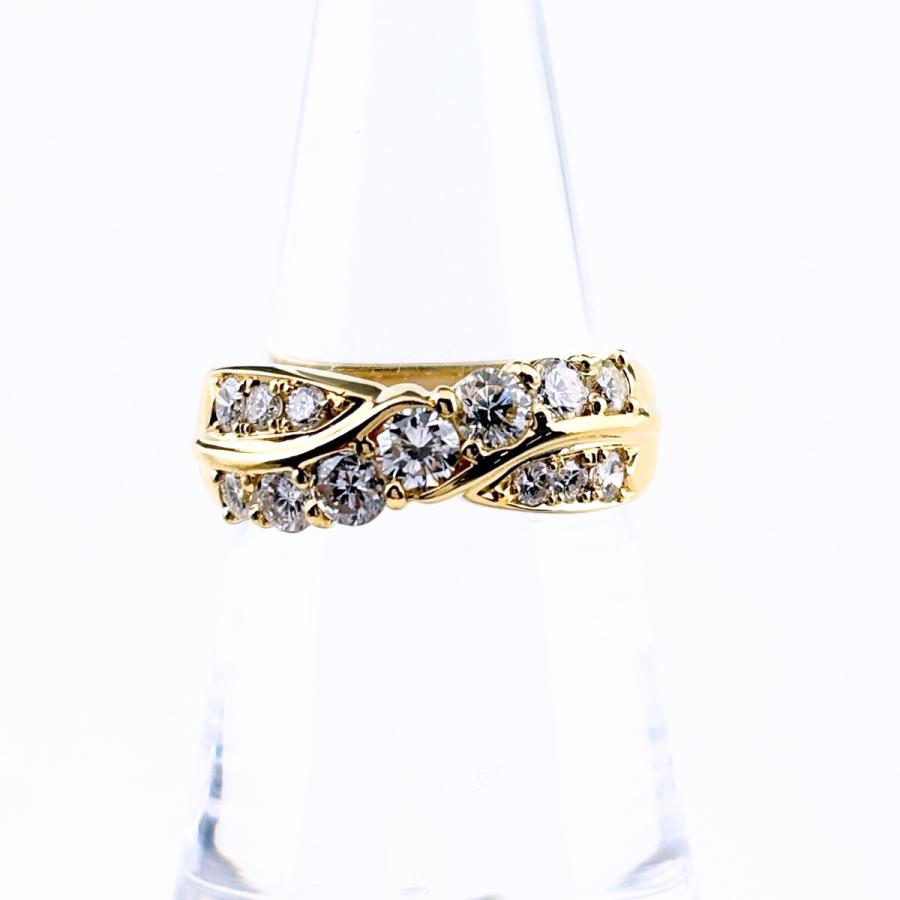 メレダイヤ デザインリング YG イエローゴールド 指輪 リング 12号 K18