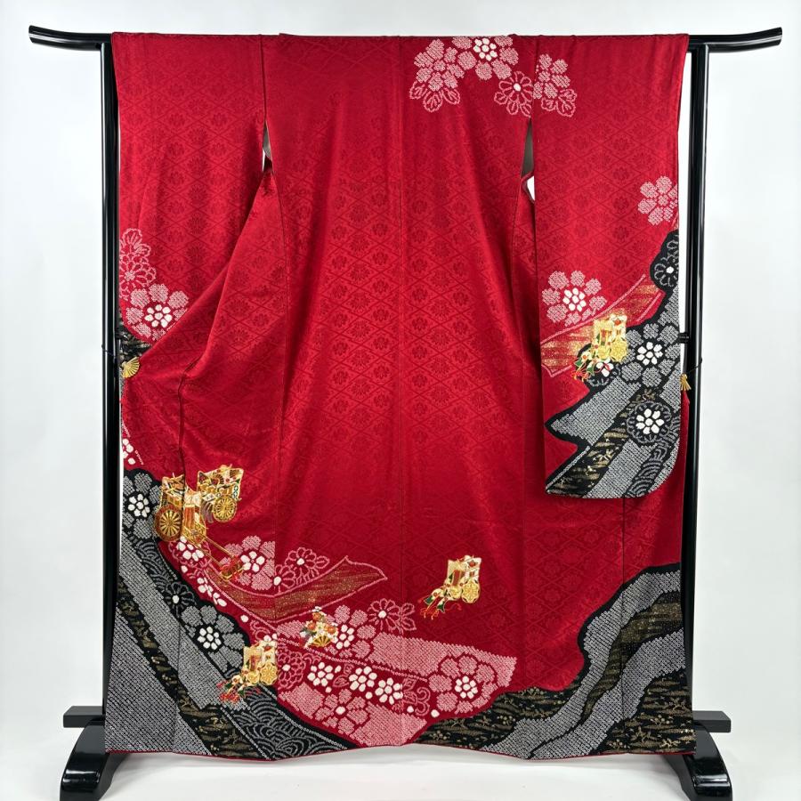 振袖フルセット 身丈150.5裄64.5 色無地 えんじ色 刺繍柄 逸品 成人式 振袖フルセット 身丈150.5裄64.5 色無地 えんじ色 刺繍柄 逸品 成人式