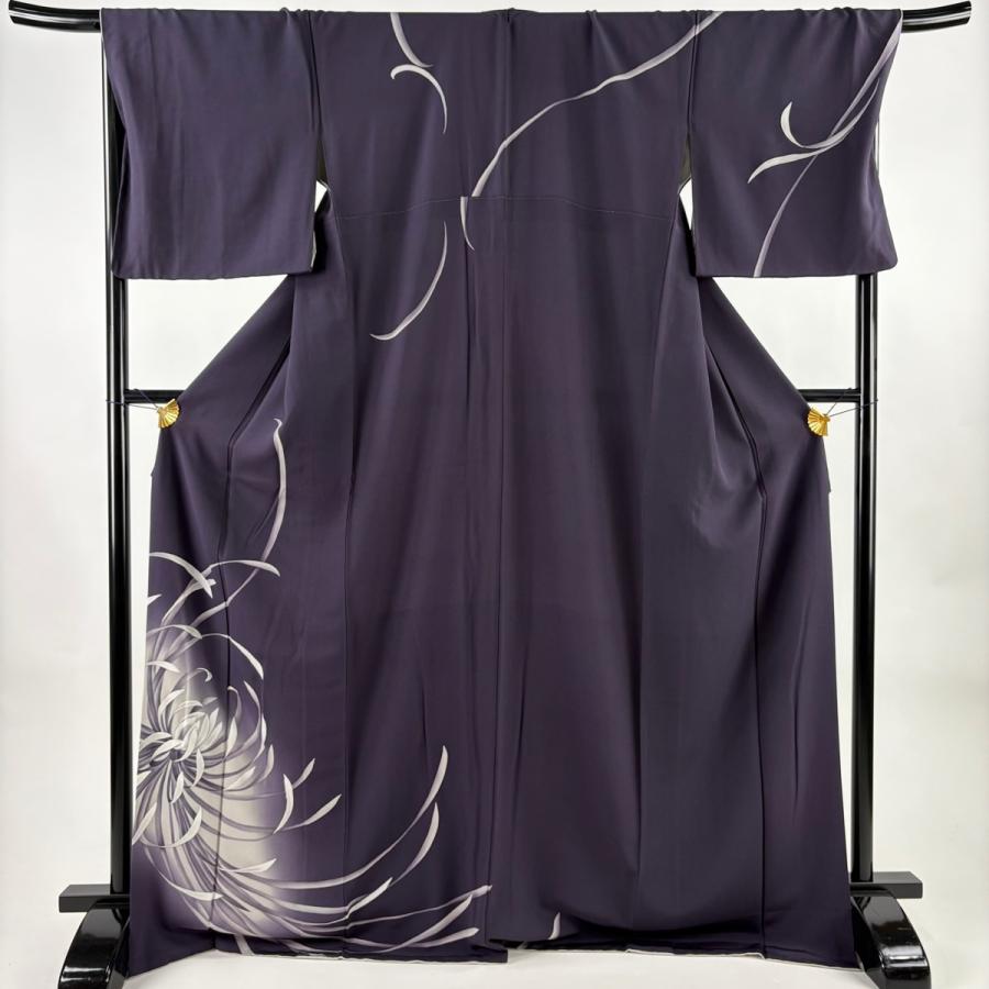 訪問着 身丈172.5cm 裄丈71cm L 袷 やまと 菊 ぼかし 紫 正絹 逸品