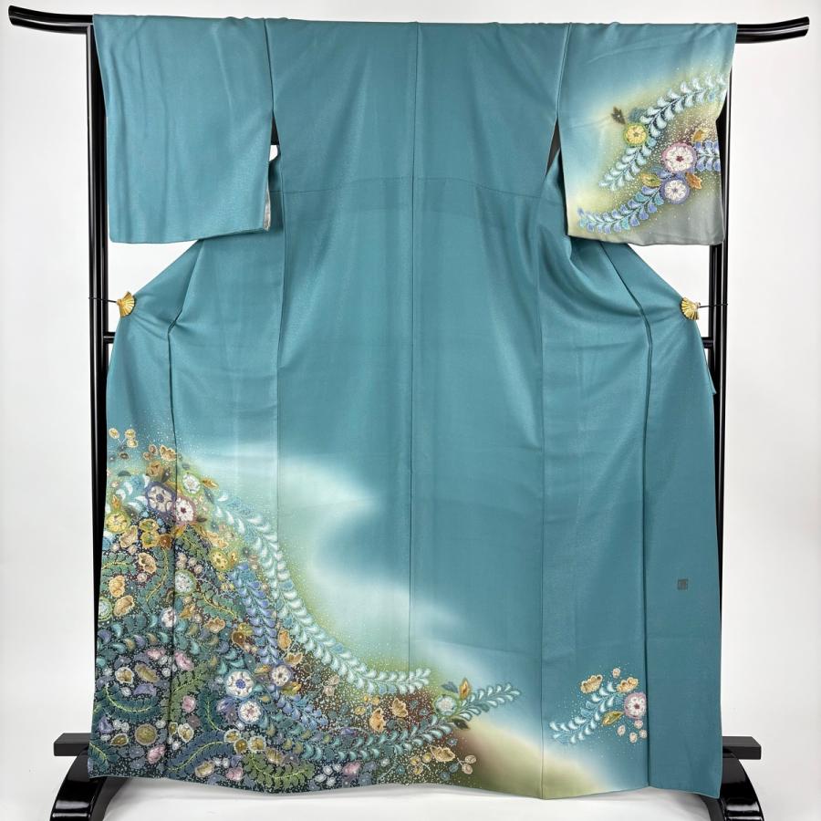 訪問着 身丈167.5cm 裄丈68cm L 袷 吉乃一廉 落款あり 辻が花 銀通し