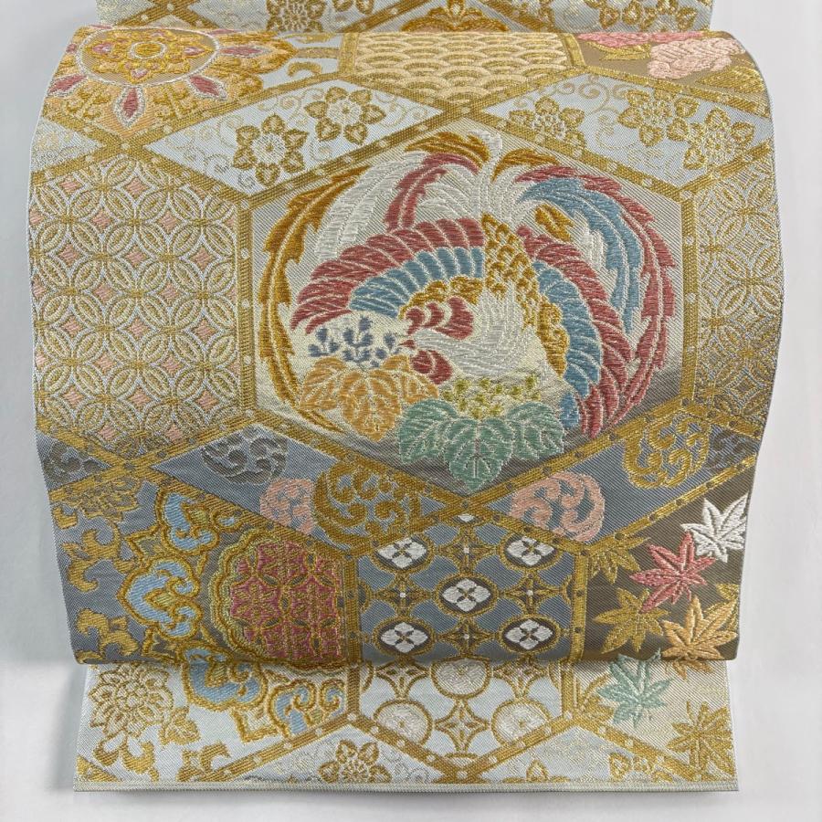 美品 袋帯 逸品 川島織物 落款あり 関西仕立て 鳳凰 有職文様 金銀糸