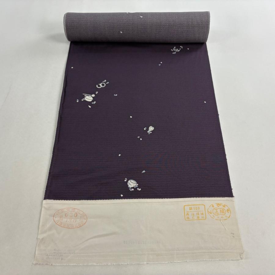 反物 秀品 小紋 絽 茶道具 紫 正絹 中古 : リユースセレクトショップ