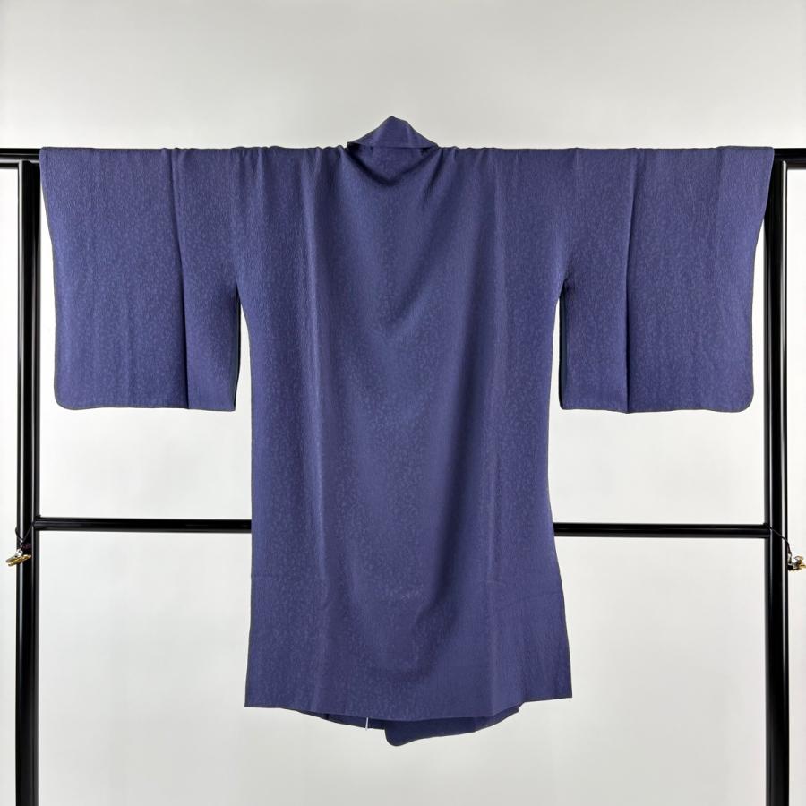 道行 身丈100cm 裄丈66cm M 和装コート へちま衿 地紋 青紫 正絹 逸品
