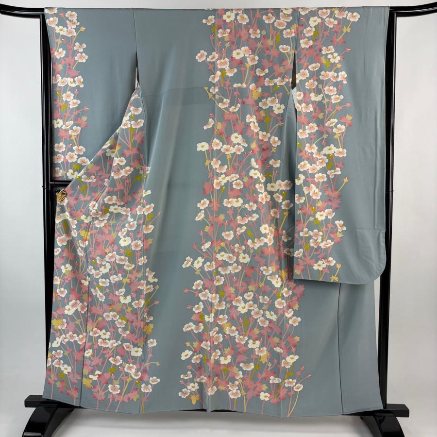 振袖 身丈161cm 裄丈64cm M 袷 加賀友禅 松井真夫 落款あり 草花 青