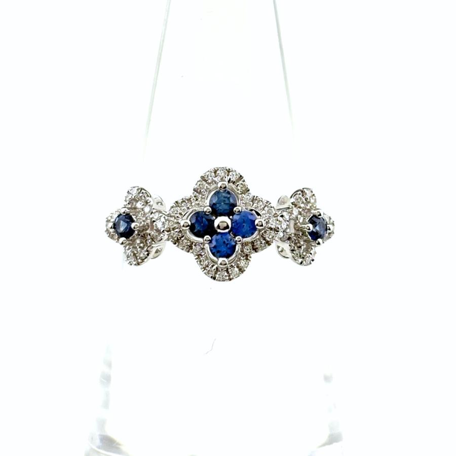 サファイア デザインリング 指輪 メレダイヤ リング 12.5号 K18