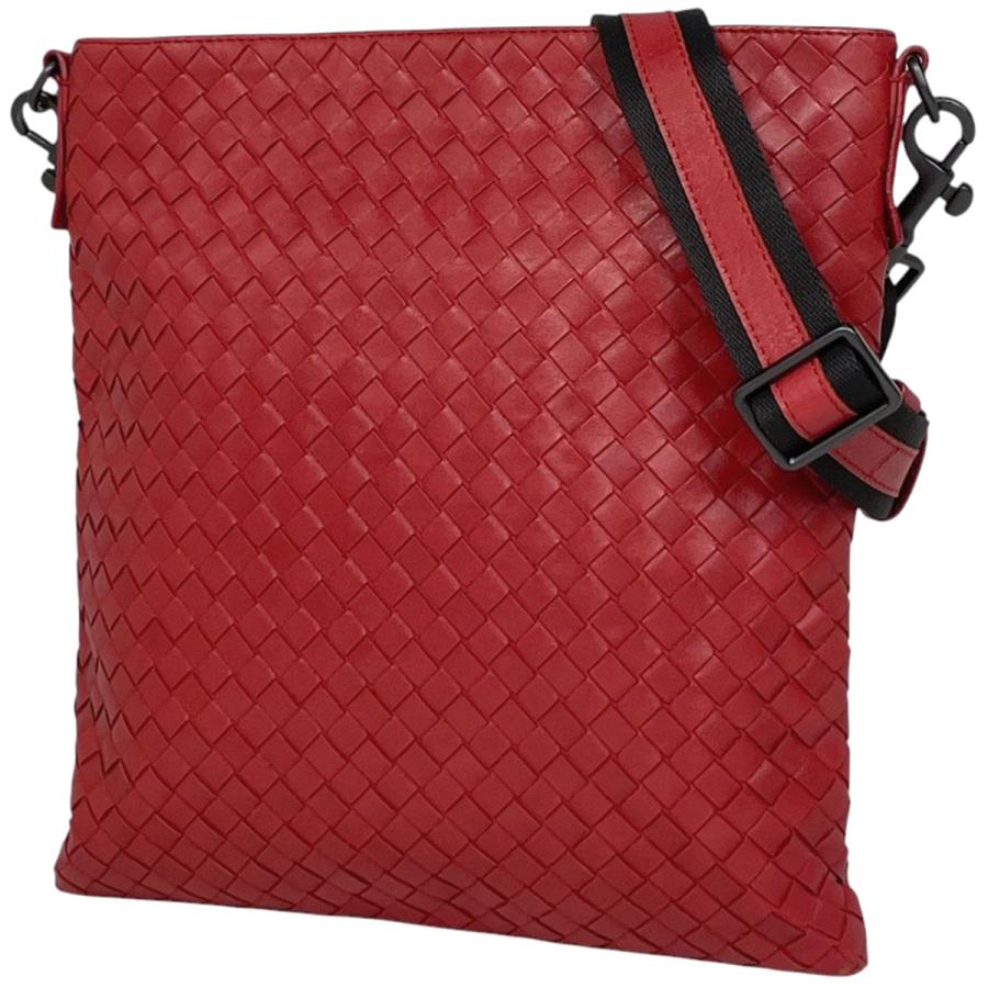 ボッテガヴェネタ BOTTEGAVENETA ショルダーバッグ イントレチャート レザー レッド レディース 送料無料【中古】 90111k BOTTEGA VENETA - ボッテガヴェネタ BOTTEGAVENETA ショルダーバッグ