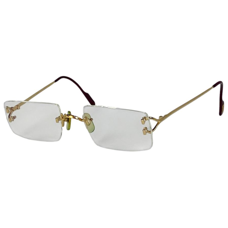 Cartier（カルティエ） ロゴ メガネ アイウェア 眼鏡 メタル ゴールド