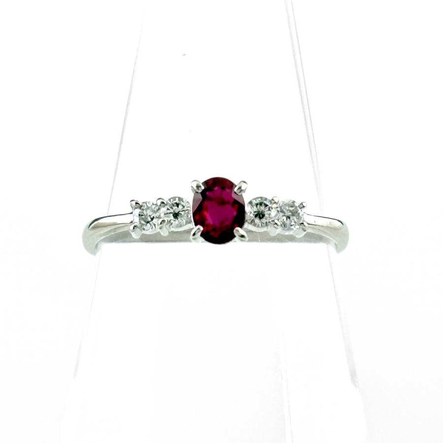 ルビー デザインリング プラチナ 指輪 メレダイヤ リング 11号 Pt900