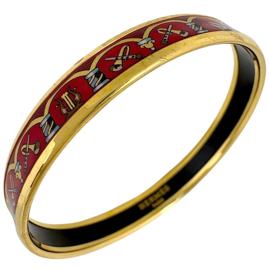 【美品】エルメス　HERMES エマイユ　バングル　七宝焼き　ゴールド HERMES（エルメス） エマイユPM 腕輪 七宝焼き バングル GP ゴールド