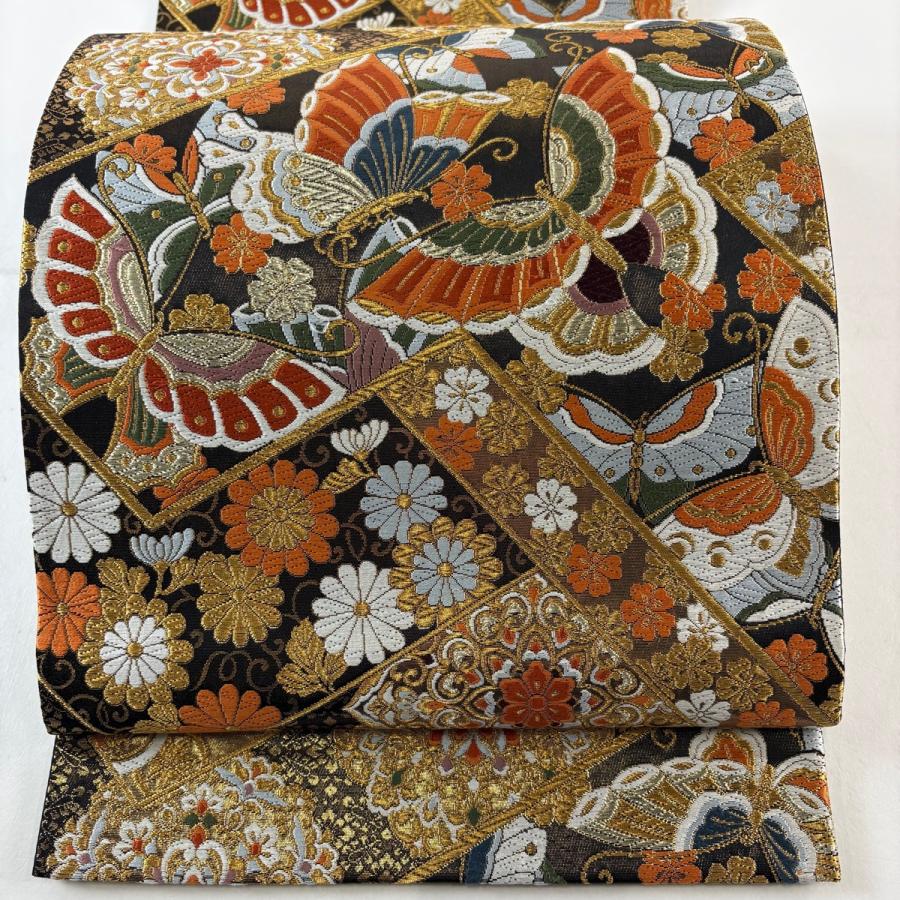 おび弘 唐織 参内錦 袋帯 龍 桜 鹿の子文様 金糸 正絹 ガード加工済 おび弘 唐織 参内錦 袋帯 龍 桜 鹿の子文様 金糸 正絹 ガード加工済