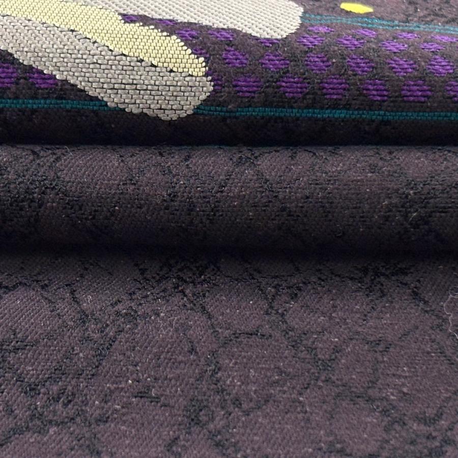 名古屋帯 逸品 八寸名古屋帯 松葉仕立て 鯨 段縞 濃紫 正絹 中古