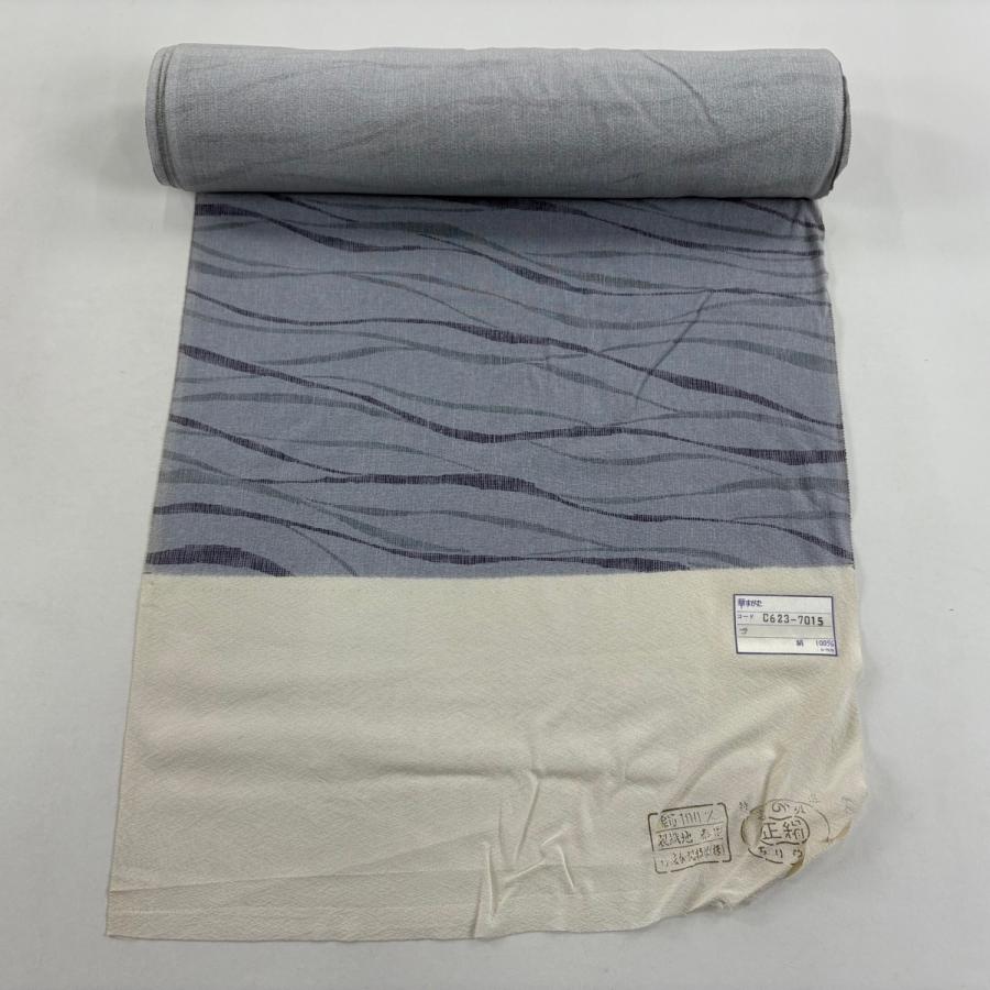 反物 秀品 小紋 幾何学 青灰色 正絹 中古 : リユースセレクトショップ