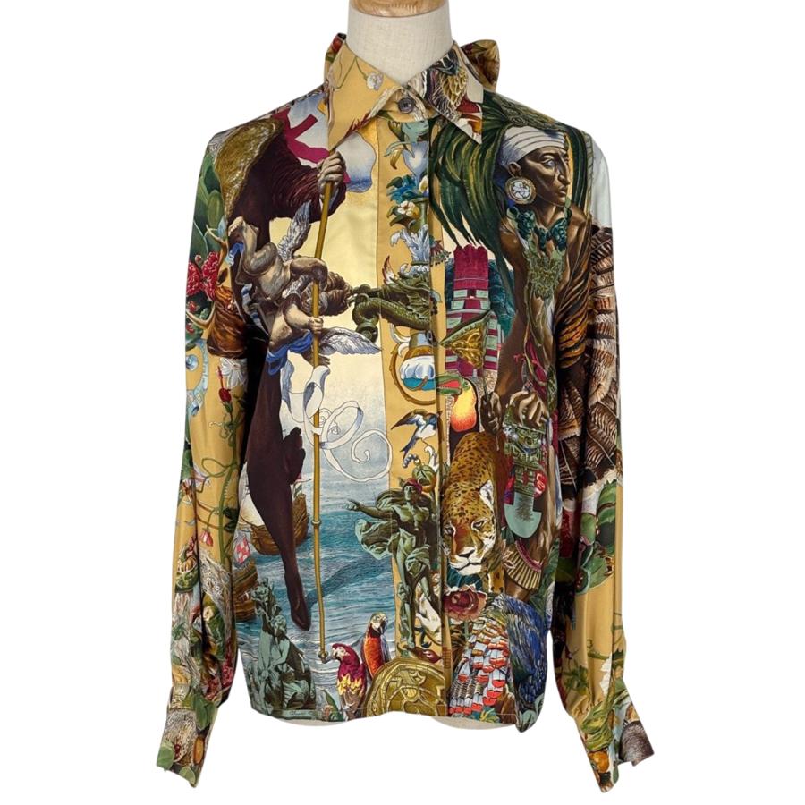 HERMES（エルメス） スカーフ柄 長袖シャツ TEXAS WILDLIFE テキサス