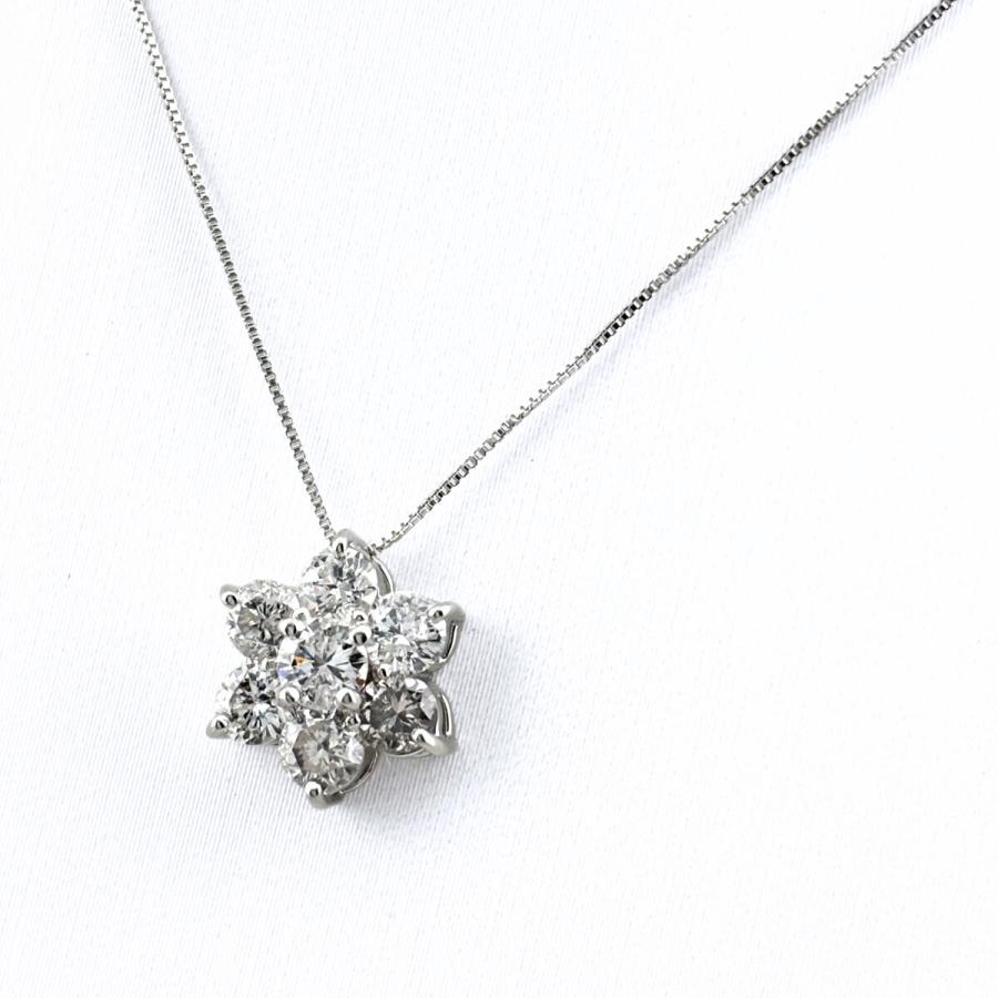 フラワーモチーフ デザインネックレス WG ホワイトゴールド ペンダント